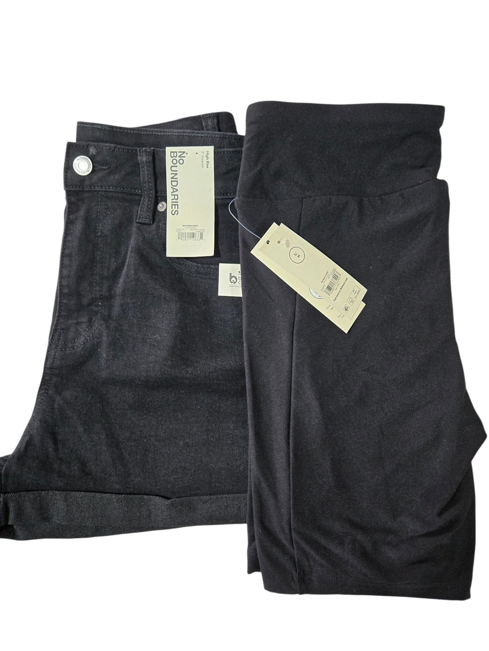 No Boundaries BUNDLE Black Biker Shorts + Black Denim Shorts New 8 S/M